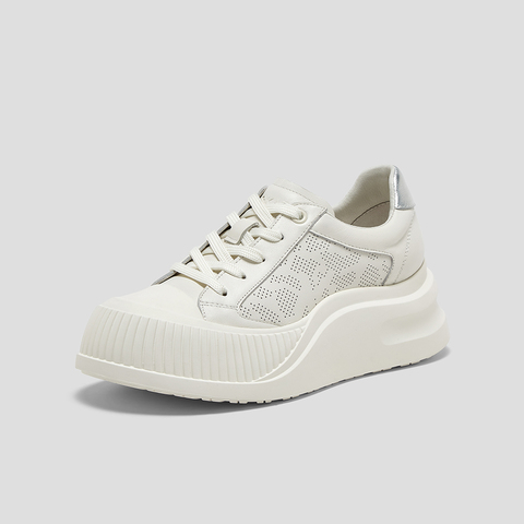 SKAP圣伽步女鞋2025春季新款日常厚底系带增高女款休闲鞋