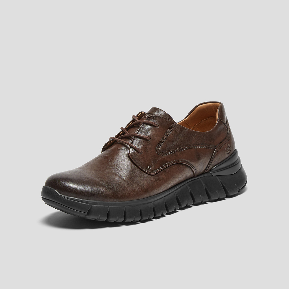 SKAP圣伽步男鞋2025春季新款运动皮质厚底系带男休闲鞋