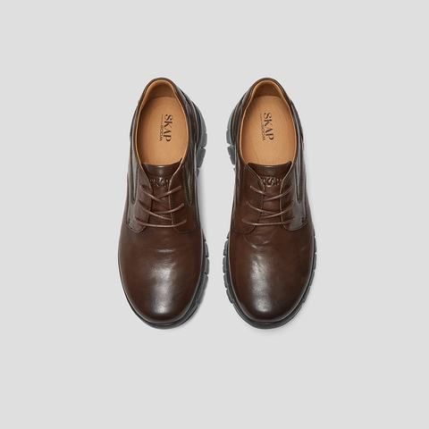 SKAP圣伽步男鞋2025春季新款运动皮质厚底系带男休闲鞋