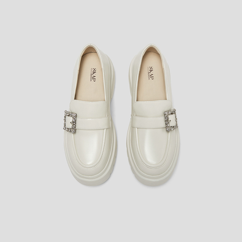 SKAP圣伽步女鞋2025春季新款气质通勤厚底装饰女休闲乐福鞋