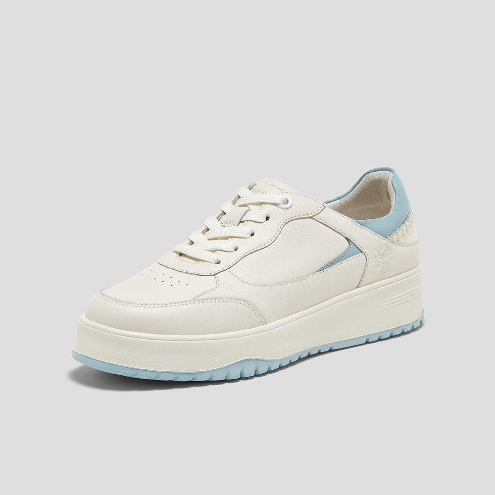 SKAP圣伽步女鞋2025春季新款日常百搭厚底系带女休闲板鞋