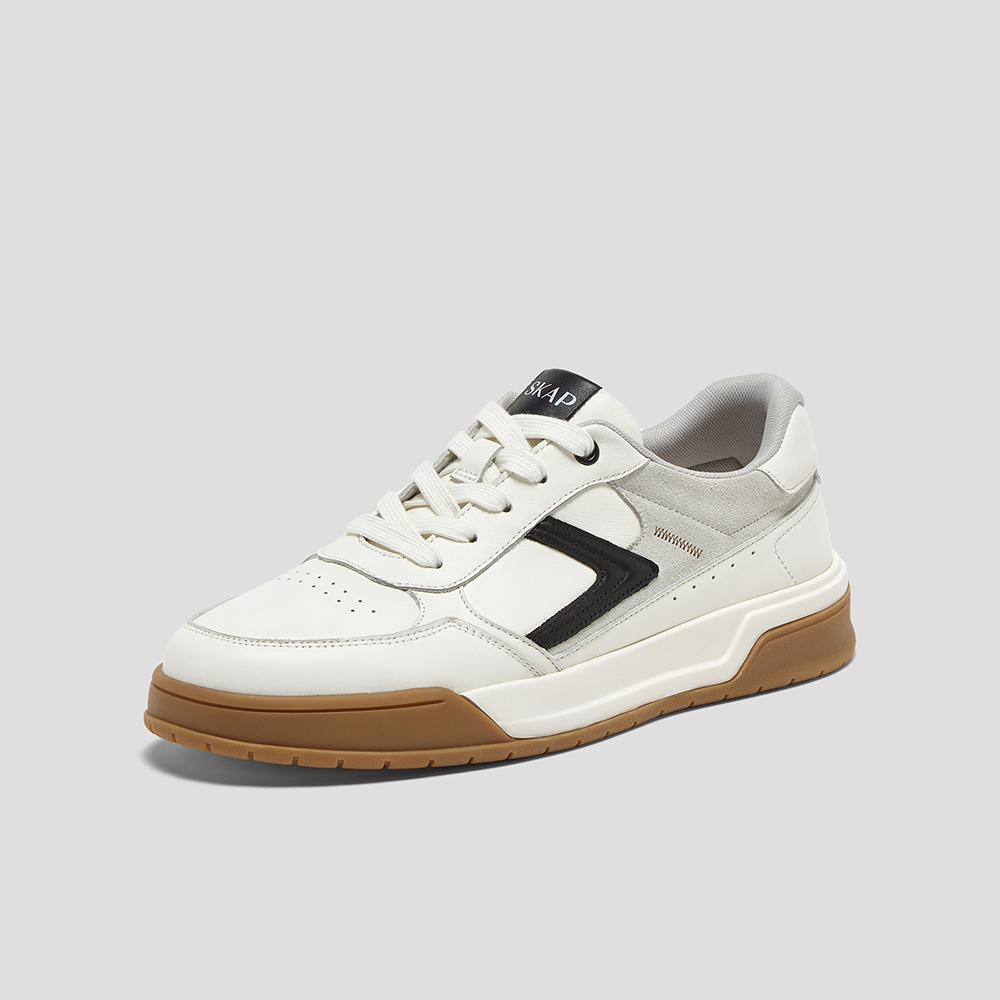 SKAP圣伽步男鞋2025春季新款厚底时尚拼色系带男休闲板鞋