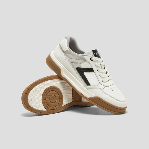 SKAP圣伽步男鞋2025春季新款厚底时尚拼色系带男休闲板鞋