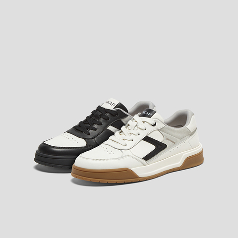 SKAP圣伽步男鞋2025春季新款厚底时尚拼色系带男休闲板鞋