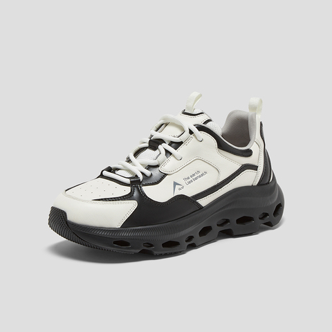 SKAP圣伽步女鞋2025春季新款户外厚底增高舒适拼色女运动鞋