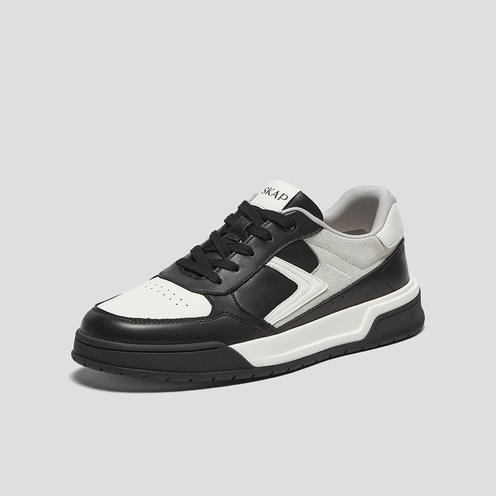 SKAP圣伽步男鞋2025春季新款厚底时尚拼色系带男休闲板鞋