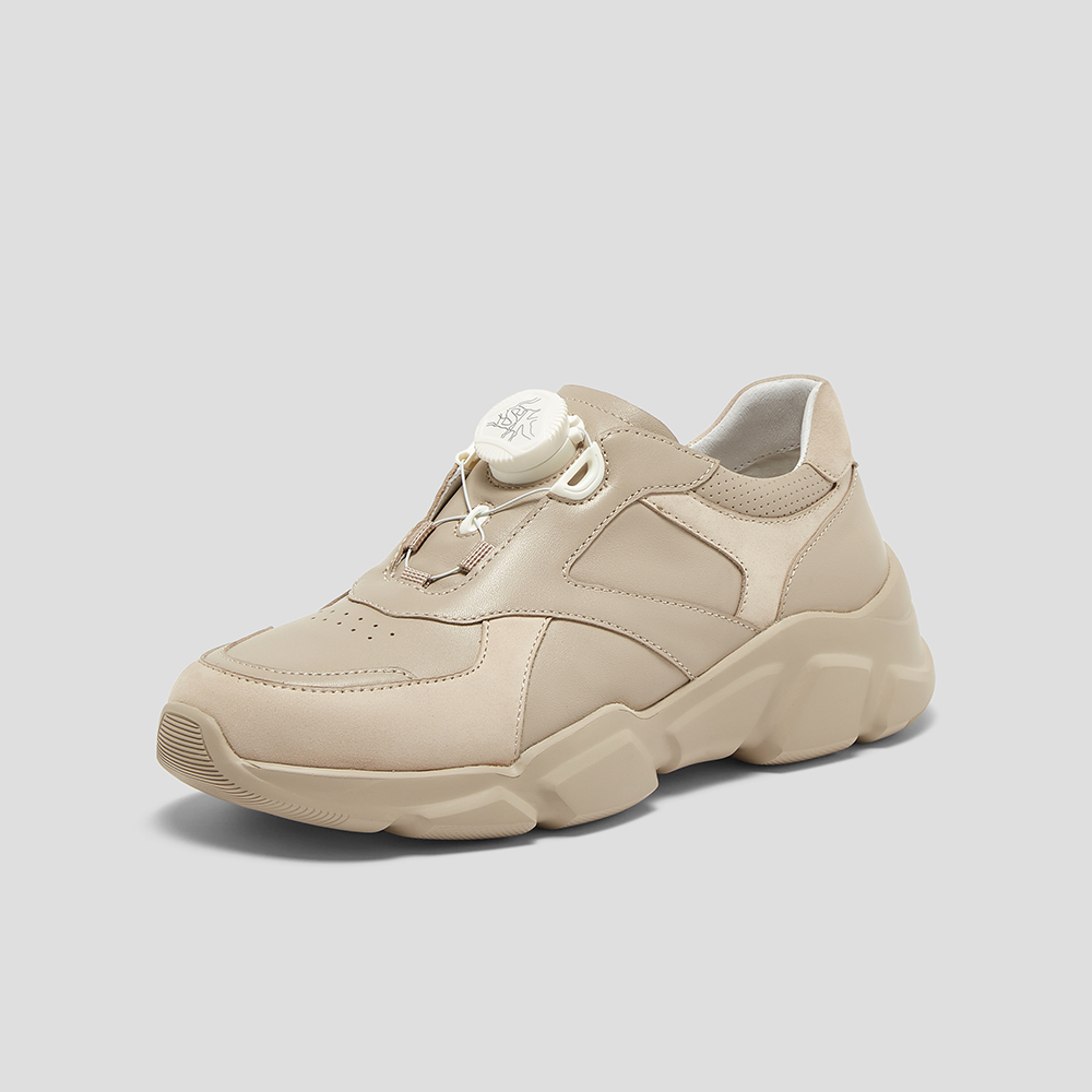 SKAP圣伽步女鞋2025春季新款舒适旋扣便携厚底户外女运动鞋