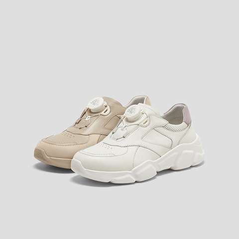 SKAP圣伽步女鞋2025春季新款舒适旋扣便携厚底户外女运动鞋