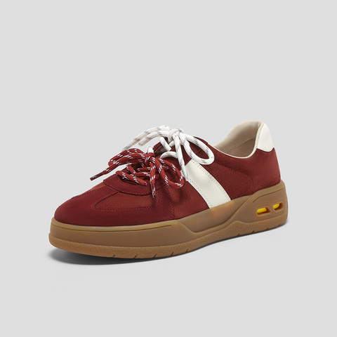 SKAP圣伽步女鞋2025春季新款时尚撞色双鞋带女休闲德训鞋