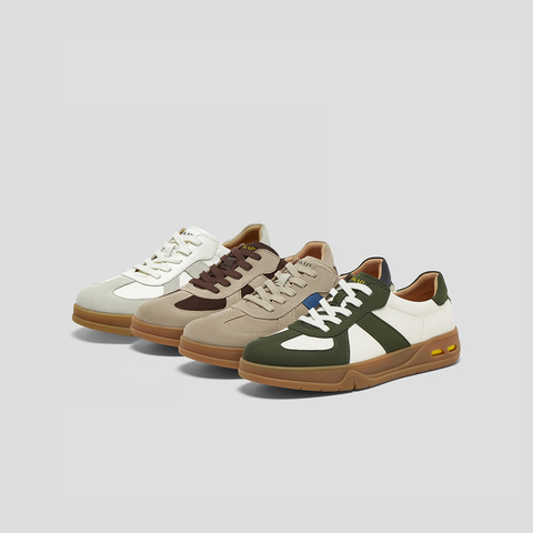 SKAP圣伽步男鞋2025秋季新款德训鞋复古系带厚底舒适男款休闲板鞋