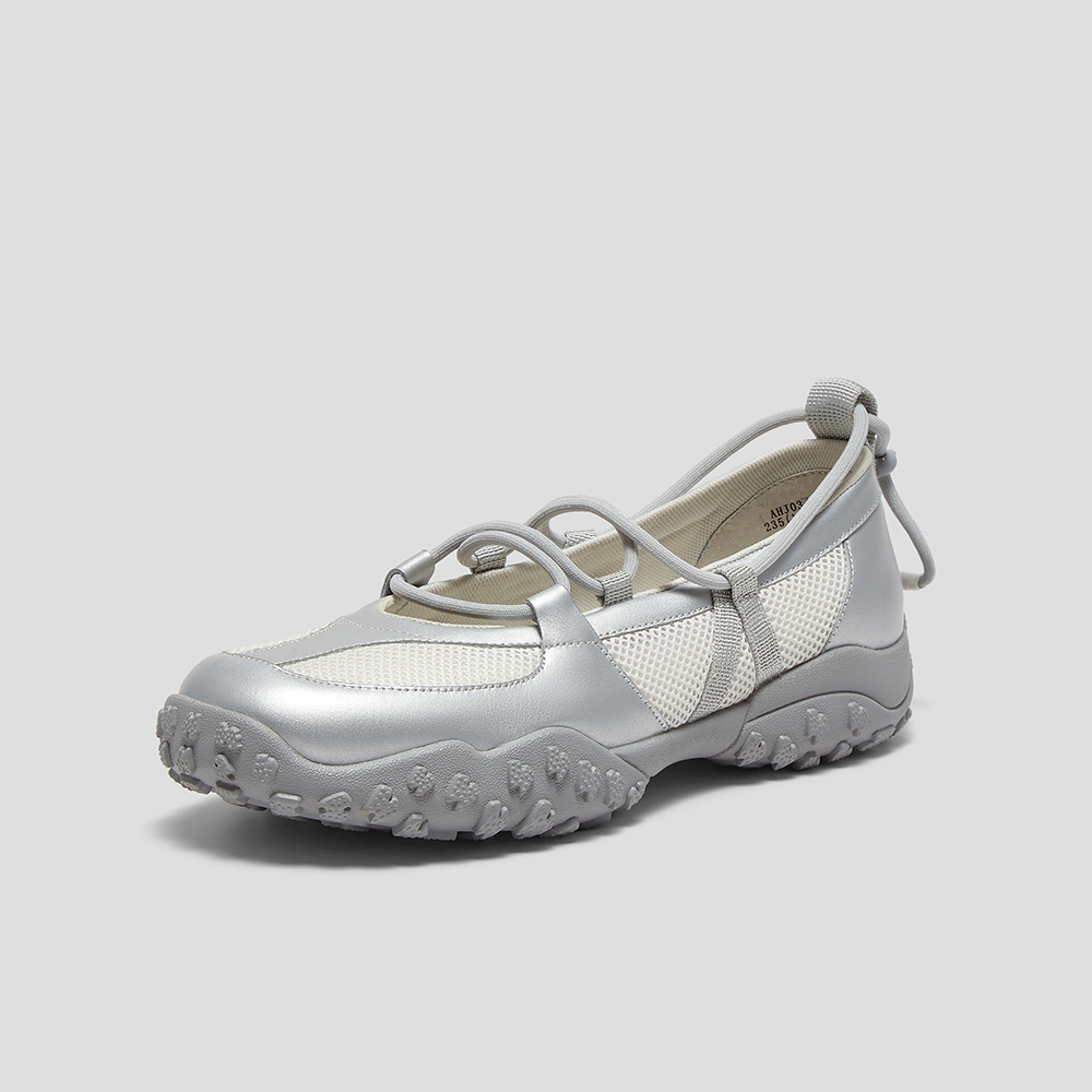 SKAP圣伽步女鞋2025秋季新款气质复古抽绳舒适拼色女款休闲芭蕾鞋