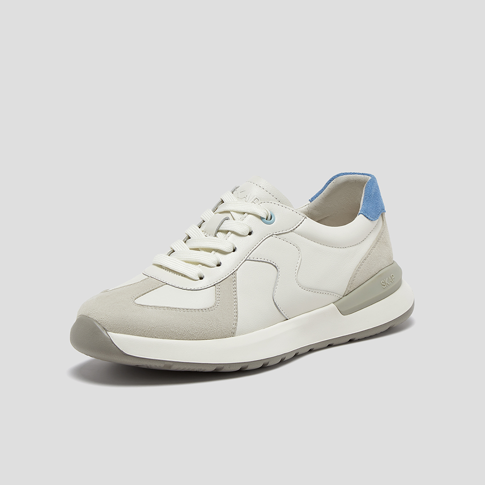 SKAP圣伽步女鞋2025秋季新款运动户外厚底系带拼色日常女款休闲鞋