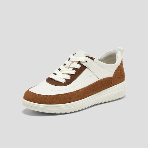 SKAP圣伽步女鞋2025秋季新款日常系带拼色轻质平跟女款运动休闲鞋