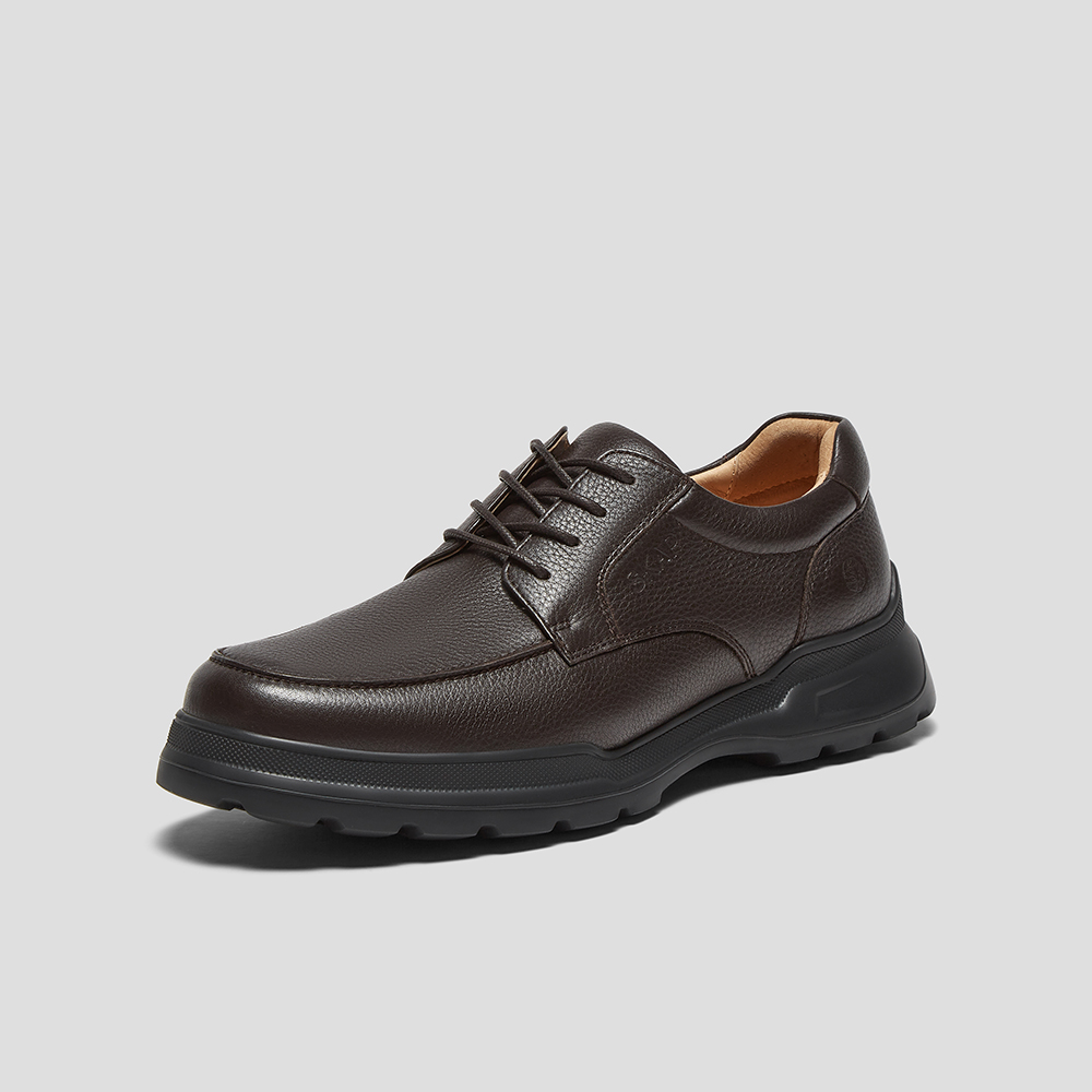 SKAP圣伽步男鞋2025秋季新款通勤日常系带厚底舒适男款休闲皮鞋