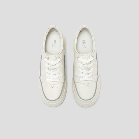 SKAP圣伽步女鞋2025秋季新款板鞋日常简约厚底舒适系带女款休闲鞋