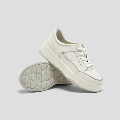 SKAP圣伽步女鞋2025秋季新款板鞋日常简约厚底舒适系带女款休闲鞋