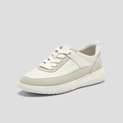 SKAP圣伽步女鞋2025秋季新款日常系带拼色轻质平跟女款运动休闲鞋