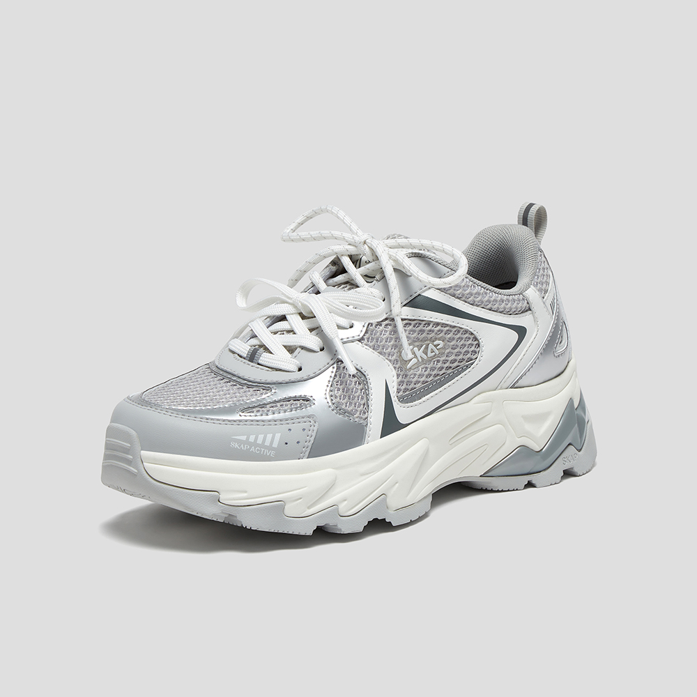 SKAP圣伽步女鞋2025秋季新款旅游户外双鞋带厚底拼色时尚女老爹鞋