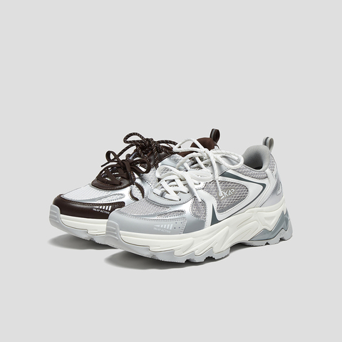 SKAP圣伽步女鞋2025秋季新款旅游户外双鞋带厚底拼色时尚女老爹鞋