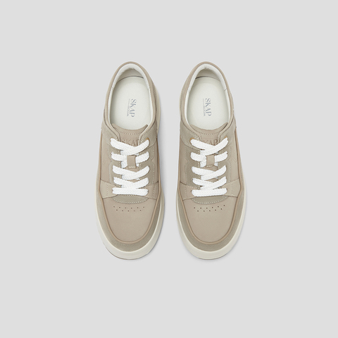 SKAP圣伽步女鞋2025秋季新款板鞋日常简约厚底舒适系带女款休闲鞋