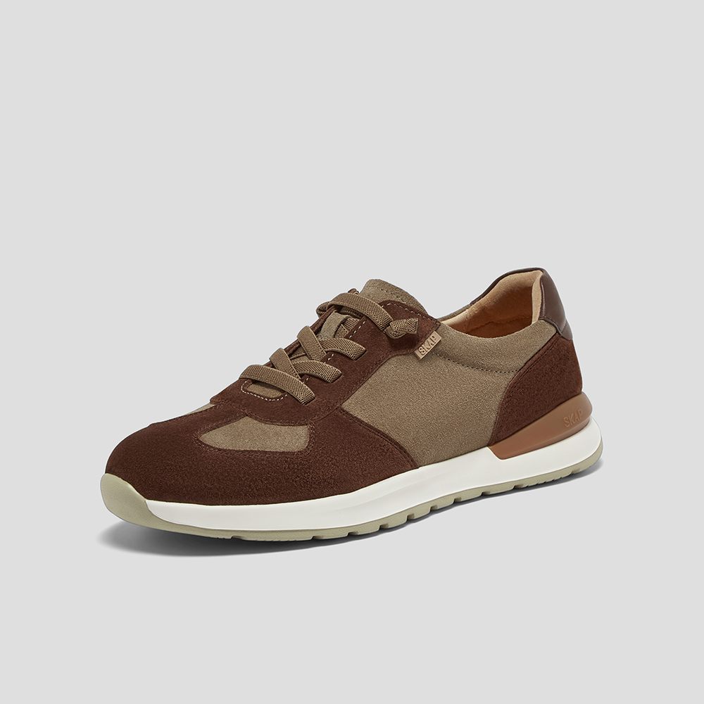 SKAP圣伽步男鞋2025秋季新款日常拼色松紧带舒适反绒男款休闲鞋