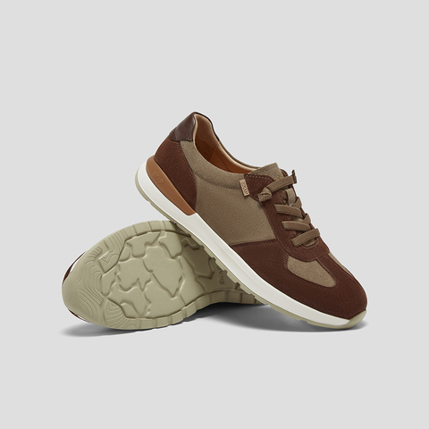 SKAP圣伽步男鞋2025秋季新款日常拼色松紧带舒适反绒男款休闲鞋