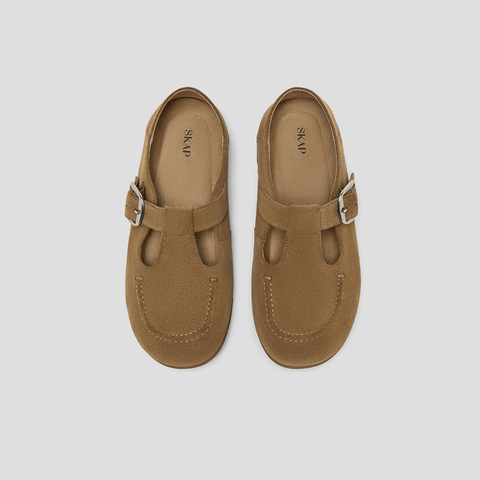 SKAP圣伽步女鞋2025秋季新款日常百搭平底搭扣通勤舒适女款休闲鞋