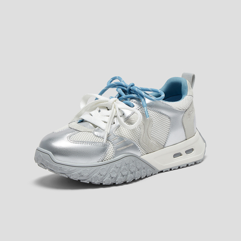 SKAP圣伽步女鞋2025秋季新款阿甘厚底时尚双鞋带舒适女休闲运动鞋