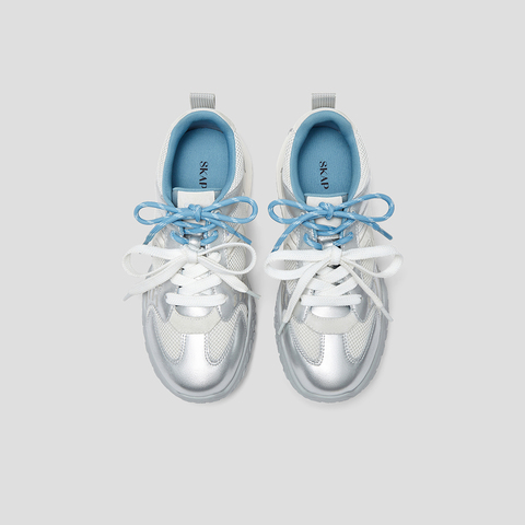 SKAP圣伽步女鞋2025秋季新款阿甘厚底时尚双鞋带舒适女休闲运动鞋