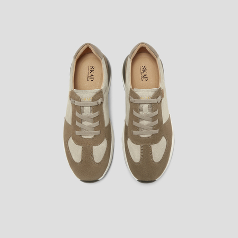 SKAP圣伽步男鞋2025秋季新款日常拼色松紧带舒适反绒男款休闲鞋