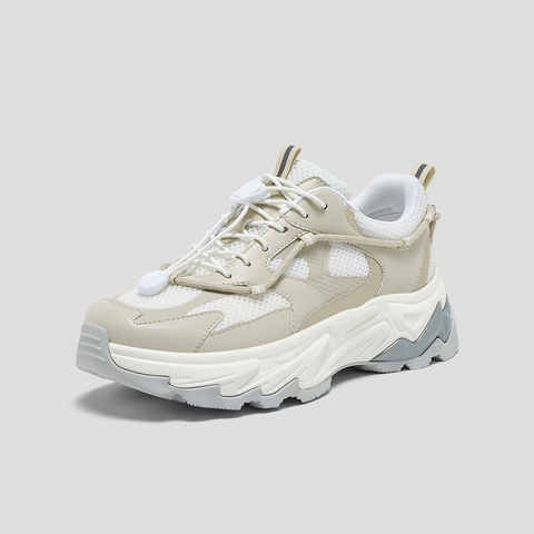 SKAP圣伽步女鞋2025秋季新款旅游老爹厚底系带拼色潮流女款运动鞋