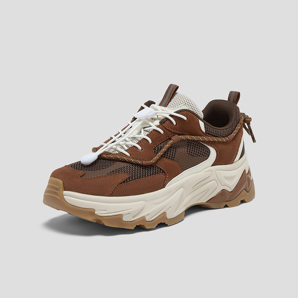 SKAP圣伽步女鞋2025秋季新款旅游老爹厚底系带拼色潮流女款运动鞋