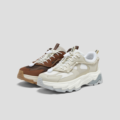 SKAP圣伽步女鞋2025秋季新款旅游老爹厚底系带拼色潮流女款运动鞋