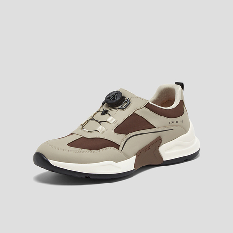 SKAP圣伽步男鞋2025秋季新款户外厚底旋扣舒适拼色男款休闲运动鞋