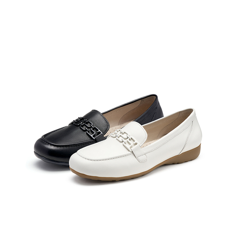 SKAP圣伽步女鞋2025秋季新款舒适气质一脚蹬平马衔扣跟女士乐福鞋