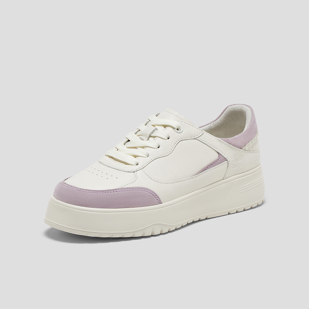 SKAP圣伽步女鞋2025春季新款日常百搭厚底系带女休闲板鞋