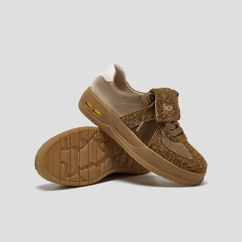 SKAP圣伽步女鞋2025秋季新款德训鞋轻便增高翻盖复古拼接女休闲鞋