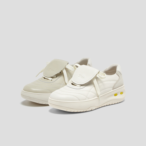 SKAP圣伽步女鞋2025秋季新款小白鞋日常翻盖轻便增高女款休闲鞋