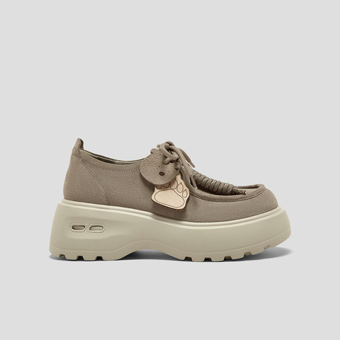 SKAP圣伽步女鞋2025秋季新款袋鼠厚底系带百搭舒适时尚女款休闲鞋