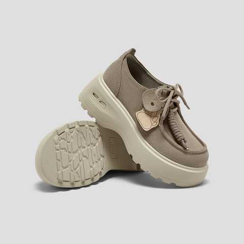 SKAP圣伽步女鞋2025秋季新款袋鼠厚底系带百搭舒适时尚女款休闲鞋