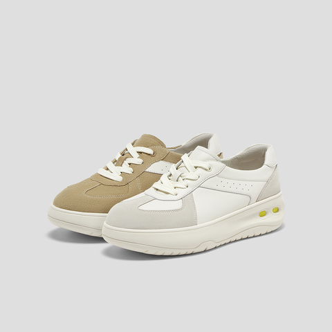 SKAP圣伽步女鞋2025秋季新款休闲鞋增高复古小个子轻便女款德训鞋