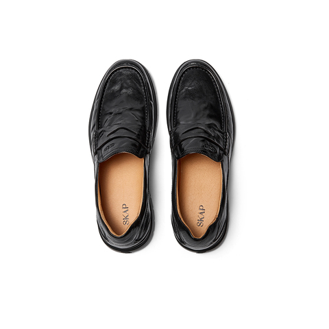 SKAP圣伽步男鞋2025秋季新款一脚蹬乐福鞋轻便平底男士休闲皮鞋