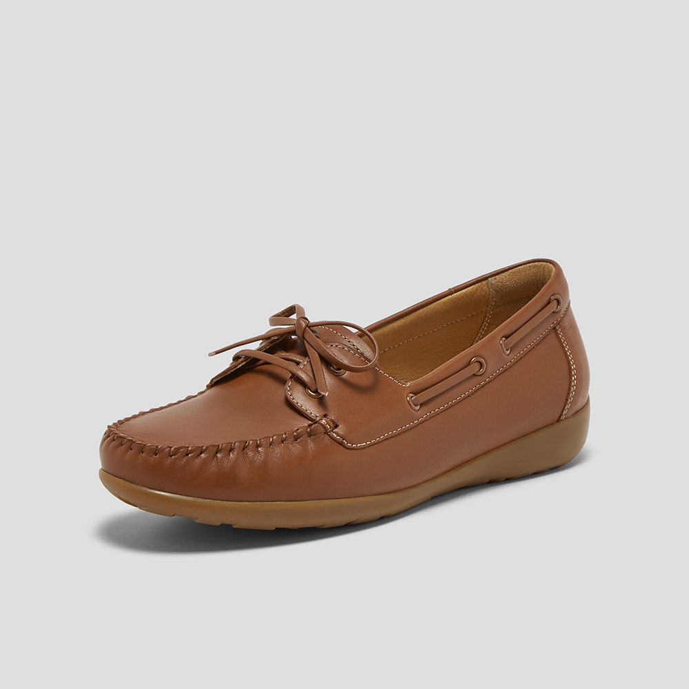 SKAP圣伽步女鞋2025秋季新款休闲乐福通勤蝴蝶结软底复古女豆豆鞋