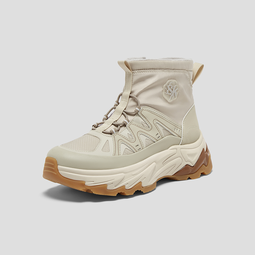 SKAP圣伽步女鞋2025冬季新款雪地靴增高保暖舒适拼接女款运动靴