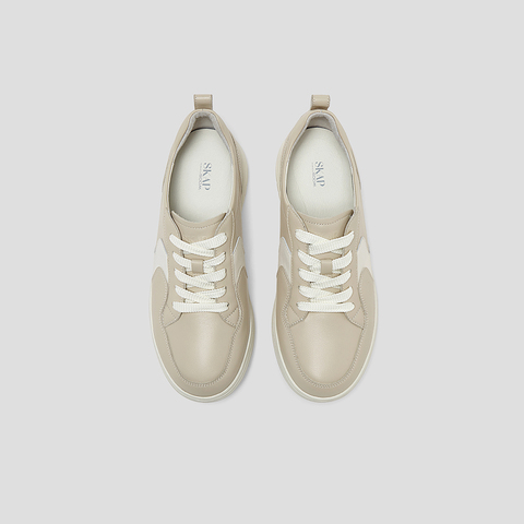 SKAP圣伽步女鞋2025春季新款日常系带拼色舒适平跟简约女款休闲鞋