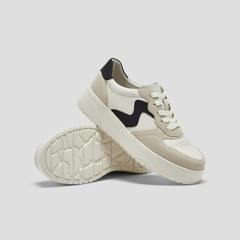 SKAP圣伽步女鞋2025春季新款板鞋时尚简约厚底系带舒适女休闲鞋