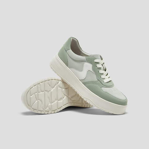 SKAP圣伽步女鞋2025春季新款板鞋时尚简约厚底系带舒适女休闲鞋