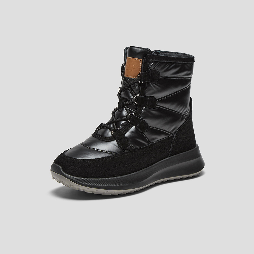 SKAP圣伽步女鞋2025冬季新款雪地靴高帮舒适羽绒拼接保暖女休闲靴