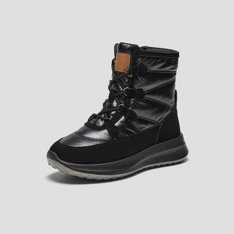 SKAP圣伽步女鞋2025冬季新款雪地靴高帮舒适羽绒拼接保暖女休闲靴