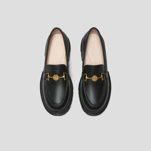 SKAP圣伽步女鞋2025秋季新款休闲一脚蹬舒适增高马衔扣女款乐福鞋